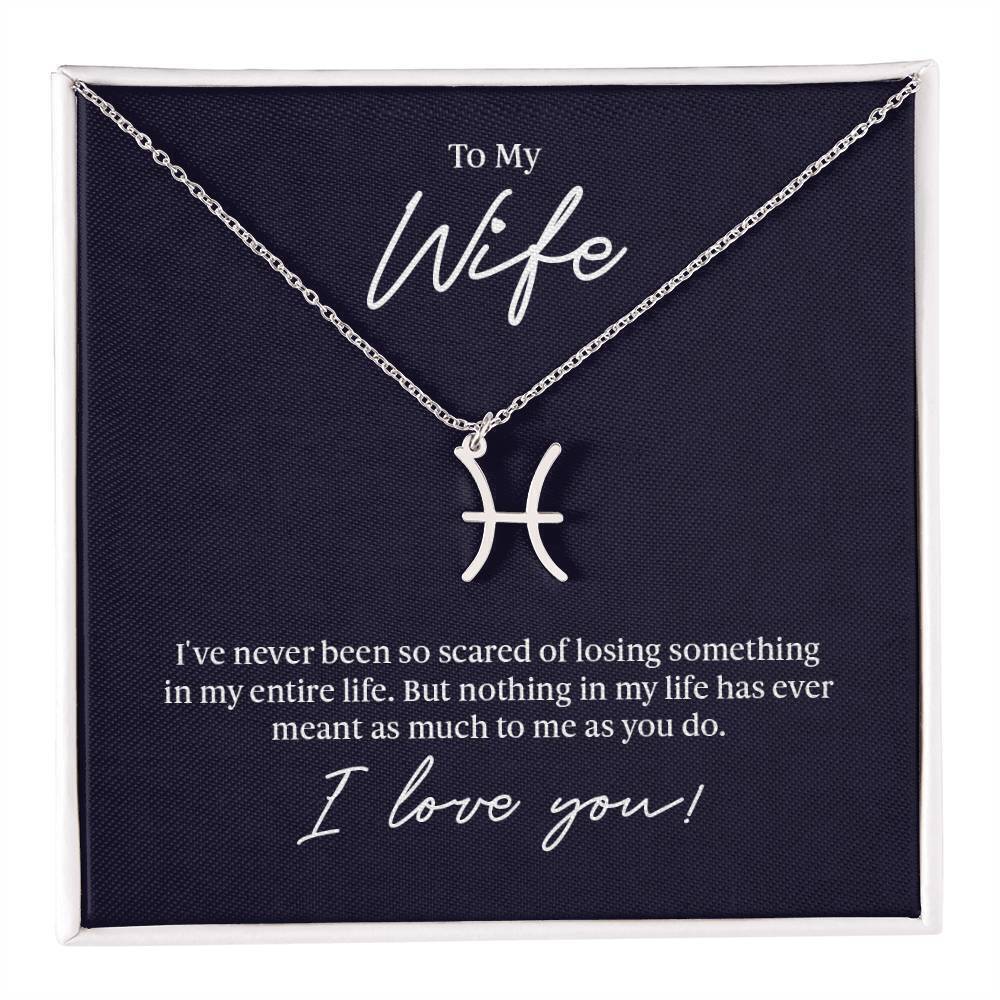 To My Wife Loss Sympathy Pisces Zodiac Necklace Silver Tone Standard Box